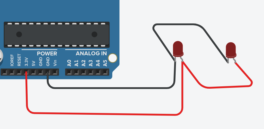 Arduino circuit with two LEDs